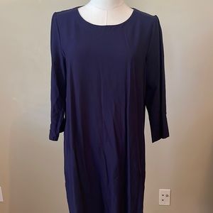 Eileen Fisher Navy Boat Neck Dress Small